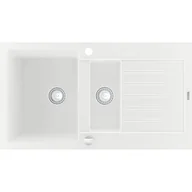 Zlewozmywaki - Mexen Matias zlewozmywak granitowy 1,5-komorowy z krótkim ociekaczem 900 x 505 mm, biały - 6502901505-20 - miniaturka - grafika 1