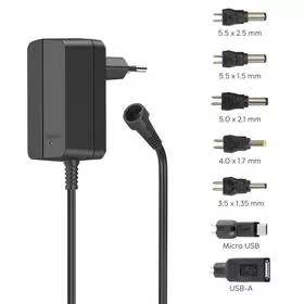 Zasilacz Hama univerzální 3-12 V, 12 W, nastavitelný, 7 konektorů (223613) - Zasilacze do laptopów Zasilacz Hama univerzální 3-12 V, 12 W, nastavitelný, 7 konektorů (223613) - Zasilacze do laptopów - miniaturka - grafika 1