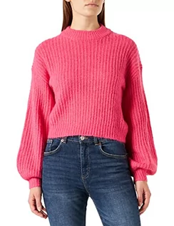 Swetry damskie - Vila Women's VIFELO L/S Cropped Knit TOP/SU-NOOS sweter, Fandango Pink/Szczegóły: melanż, XS, Fandango Pink/Szczegóły: melanż, XS - grafika 1