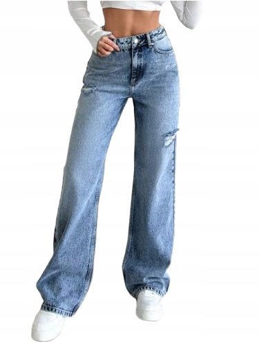SHEIN JEANSY PROSTE Z PRZETARCIAMI CASUAL 36 ŁŁC