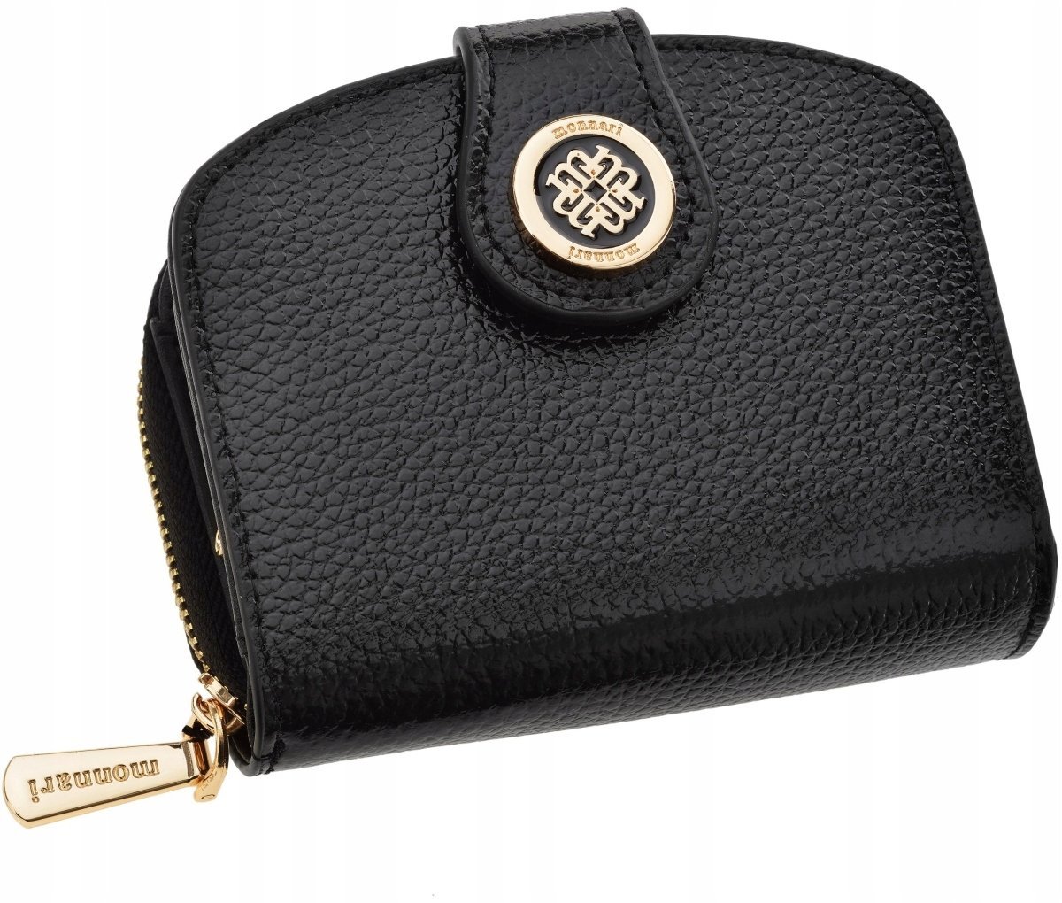 Monnari Mały Skórzany Portfel Damski Trójelementowa Portmonetka Czarny