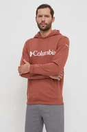 Bluzy męskie - Columbia bluza męska kolor czerwony z kapturem z nadrukiem - miniaturka - grafika 1