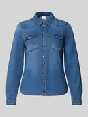 Bluzki damskie - Koszula jeansowa o kroju regular fit z czystej bawełny model ‘MARIA’ - miniaturka - grafika 1