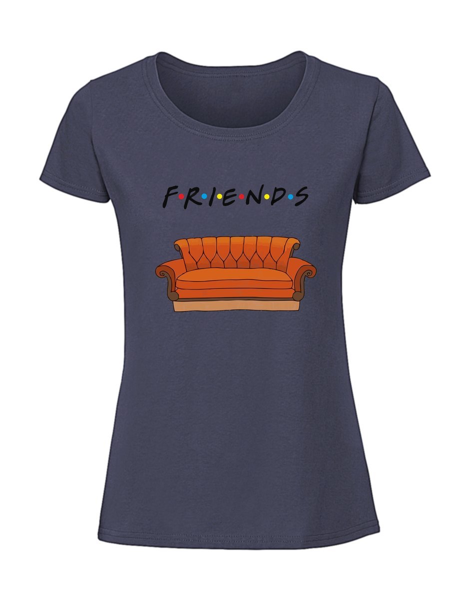Damska koszulka z nadrukiem - friends kanapa v2 Granatowy L