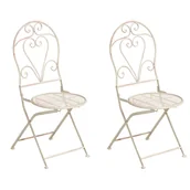 Fotele i krzesła ogrodowe - BELIANI Zestaw 2 krzeseł ogrodowych FOLELLI Składane Metal Jasnobeżowy - miniaturka - grafika 1
