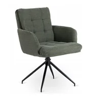 Krzesła - Krzesło Obrotowe Kubełkowe Tapicerowane Do Jadalni Sztruks Zielony AKITA - miniaturka - grafika 1