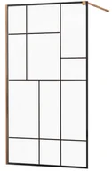 Ścianki i drzwi prysznicowe - Mexen Kioto ścianka prysznicowa 120 x 200 cm, transparent/czarny wzór 8 mm, różowe złoto - 800-120-101-60-78 - miniaturka - grafika 1