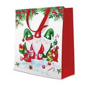 Opakowania i torebki na prezenty - Duża Torba ozdobna prezentowa świąteczna czerwona gnomy - miniaturka - grafika 1