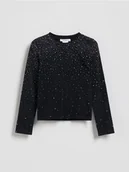 Bluzki dla dziewczynek - Reserved - Bluzka z cyrkoniami - czarny - miniaturka - grafika 1