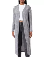 Swetry damskie - VERO MODA Damski sweter z dzianiny VMBRIANNA LS Open Calf Cardigan Boo, Medium Grey Melange, L - miniaturka - grafika 1