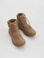 Buty dla dziewczynek - Reserved - Ocieplane śniegowce z wiązaniem - brązowy - miniaturka - grafika 1