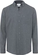 Koszule męskie - BRAX Męska koszula w stylu Daniel U Light Flanell Uni prosta koszula flanelowa koszula z kołnierzem button-down, Coal, L - miniaturka - grafika 1