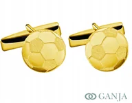 Spinki do mankietów i krawatów - Spinki okrągłe do mankietów złote piłka nożna , srebro 925 - miniaturka - grafika 1