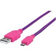 Kable USB - Manhattan Kabel USB USB Kabel A - micro B St/St1.8 m pink/lila retail (394031) - miniaturka - grafika 1