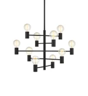 Lampy sufitowe - Nowoczesny, 10-punktowy żyrandol Paris w czarnym kolorze - miniaturka - grafika 1