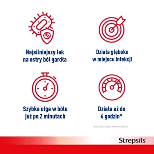 RECKITT BENCKISER HEALTHCARE (POLAND) SP. RECKITT BENCKISER HEALTHCARE POLAND) SP Strepsils Intensive na silny ból gardła 24 tabletki - Przeziębienie i grypa - miniaturka - grafika 2