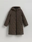 Płaszcze damskie - Reserved - Pikowany płaszcz - szary - miniaturka - grafika 1