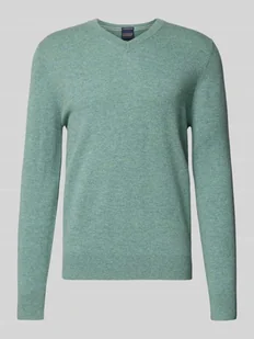 Sweter z dzianiny z mieszanki wełny i kaszmiru z dekoltem w serek - Swetry męskie - miniaturka - grafika 1