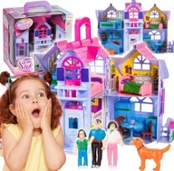Domki dla lalek - Duży Domek Dla Lalek Rozkładany+ Mebelki Walizka Dzieci Led Pokój - miniaturka - grafika 1
