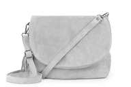 Torebki damskie - Torebka Skórzana Vera Pelle Bisaccia Zamsz Szara - miniaturka - grafika 1