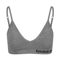 Koszulki i topy damskie - Reebok Damski biustonosz bezszwowy Justine, rozciągliwy sportowy krótki top – szary L - miniaturka - grafika 1