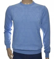 Swetry męskie - Sweter męski z bawełny elegancki bawełniany błękitny 100% bawełna 2XL XXL - miniaturka - grafika 1