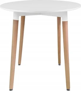 Leobert Stół KAMI Okrągły 80cm - biały / naturalne nogi - Stoły - miniaturka - grafika 1