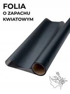 Folia, papier śniadaniowy, serwetki - Matowa folia do pakowania o zapachu róży 50cmX9m Czarny, Black - miniaturka - grafika 1