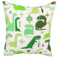 Pościel - Poszewka 50x60 biała Dinozaury zielone oliwkowe - miniaturka - grafika 1