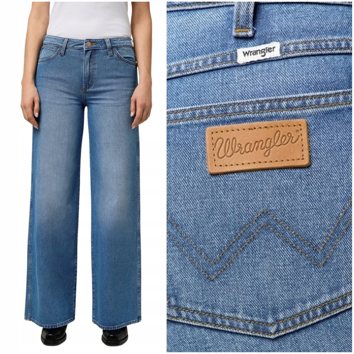 Wrangler World Wide luźne szerokie damskie spodnie jeansowe palazzo W28 L34