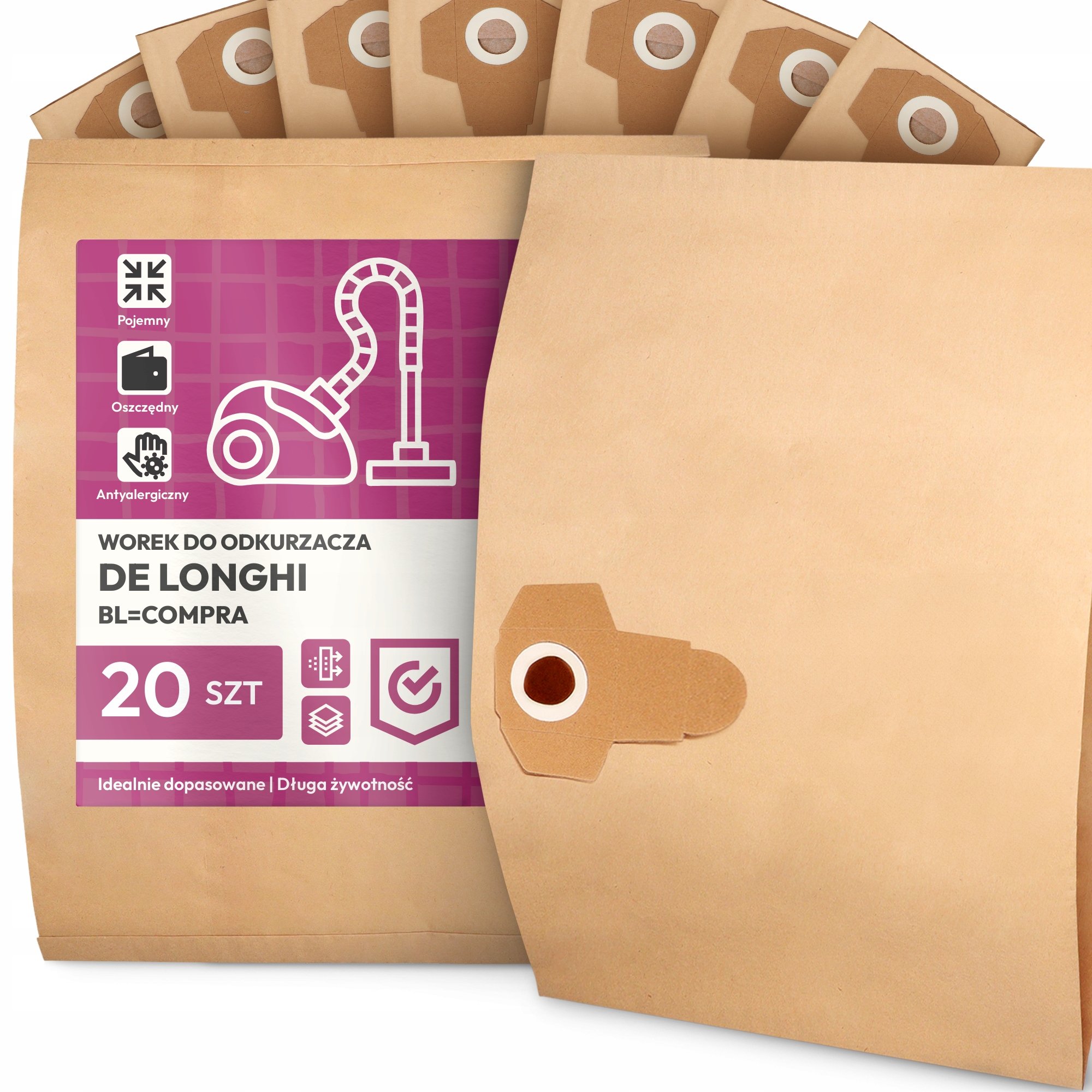 20x Worek do Odkurzacza de Longhi Bl=compra Papierowy 2-Warstwy Worki 2A