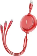 Kable USB - Kabel USB Baseus USB-A - USB-C + microUSB + Lightning 1.2 m Czerwony 46959 - miniaturka - grafika 1