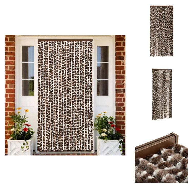 vidaXL Zasłona przeciw owadom brązowo-biała 90x220 cm szenilowa - moskitiera