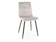 Krzesła - Krzesło tapicerowane IVO VELVET jasno szare welur SIGNAL - miniaturka - grafika 1