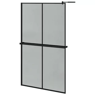VidaXL Ścianka prysznicowa z półką czarna, 118x190 cm ESG i aluminium - Ścianki i drzwi prysznicowe - miniaturka - grafika 1