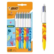 Długopisy - Bic 4 kolory, welurowe długopisy kulkowe, średnie punkty (1,00 mm), motyw życia morskiego, 3 różne wzory, 6 sztuk - miniaturka - grafika 1