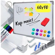 Tablice i flipcharty - Tablica Magnetyczna Suchościeralna Aluminiowa Ramka Półka Na Ścianę 60X40Cm - miniaturka - grafika 1