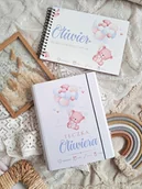 Pamiątka Chrztu Świętego - ZESTAW MIŚ Z BALONAMI teczka i album, prezent na chrzest, roczek, narodziny - miniaturka - grafika 1