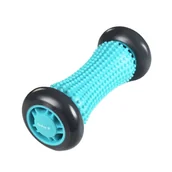 Masażery - Roller do masażu ciała wałek do regeneracji stóp z wypustkami sensorycznymi turkusowy 17cm (szare koła) DrFit - miniaturka - grafika 1