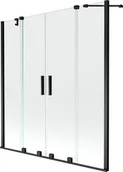 Parawany nawannowe - Mexen Velar Duo parawan nawannowy 2-skrzydłowy przesuwny 140 x 150 cm, transparent, czarny - 896-140-000-02-70 - miniaturka - grafika 1