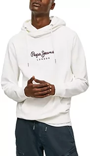 Bluzy męskie - Pepe Jeans Męska bluza z kapturem Edward, biała, XL, biały, XL - grafika 1