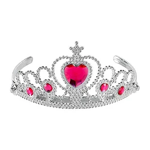 Widmann 09789 - Tiara z klejnotami dla dziewczynek, księżniczki, królowej, karnawału, imprez tematycznych, jeden rozmiar, kolor srebrno-różowy - Zabawy w naśladowanie dorosłych - miniaturka - grafika 1