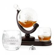 Karafki - Karafka szklana globus zestaw do whisky szklanki x2 dla niego na - miniaturka - grafika 1