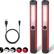 Latarki - Dwie akumulatorowe lampy robocze LED, latarka COB z 5 trybami pracy, konstrukcja magnetyczna, odpowiednia do warsztatów samochodowych i warsztatów - miniaturka - grafika 1