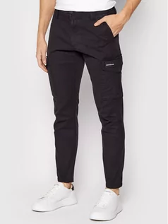 Spodnie męskie - Calvin Klein Spodnie materiałowe Washed Cargo J30J318586 Czarny Skinny Fit - grafika 1