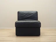 Pufy i podnóżki - Pufa / fotel skórzany czarny, włoski design, lata 60, produkcja: Włochy - miniaturka - grafika 1