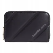 Portfele - Calvin klein portfel damski quilted med zip around czarny - miniaturka - grafika 1