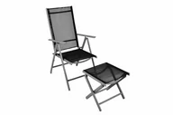 Fotele i krzesła ogrodowe - Garthen Komplet krzesło aluminiowe rozkładane ogrodowe z podnóżkiem - taboretem - miniaturka - grafika 1