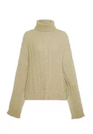 Swetry damskie - piano Damski sweter z golfem Twist modny beżowy XL/XXL, beżowy, XL - miniaturka - grafika 1