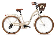 Rowery - Rower miejski damski z przerzutkami Goetze 26 cali kremowy - miniaturka - grafika 1
